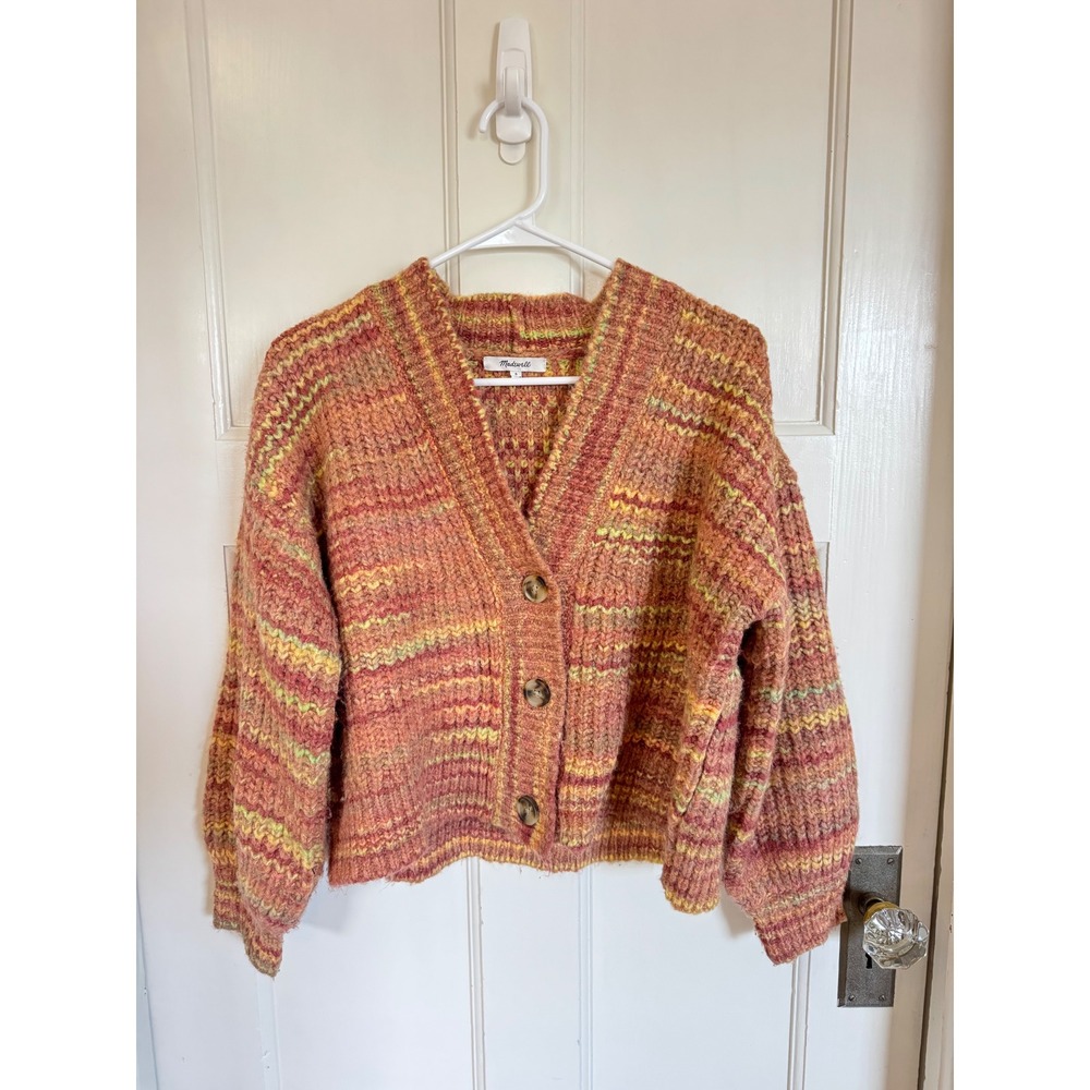 Madewell Space-Dyed Waller Crop Cardigan Sweater size small